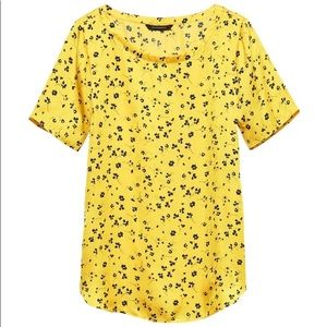 Banana Republic Floral High-Low Hem Blouse Golden